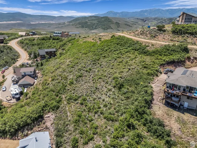 Aerial view of a mountainous background