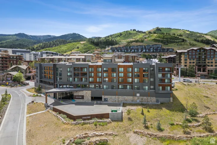 Drone / aerial view of a mountainous background