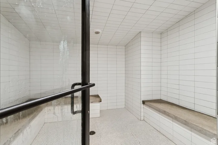 Interior space with tile patterned floors