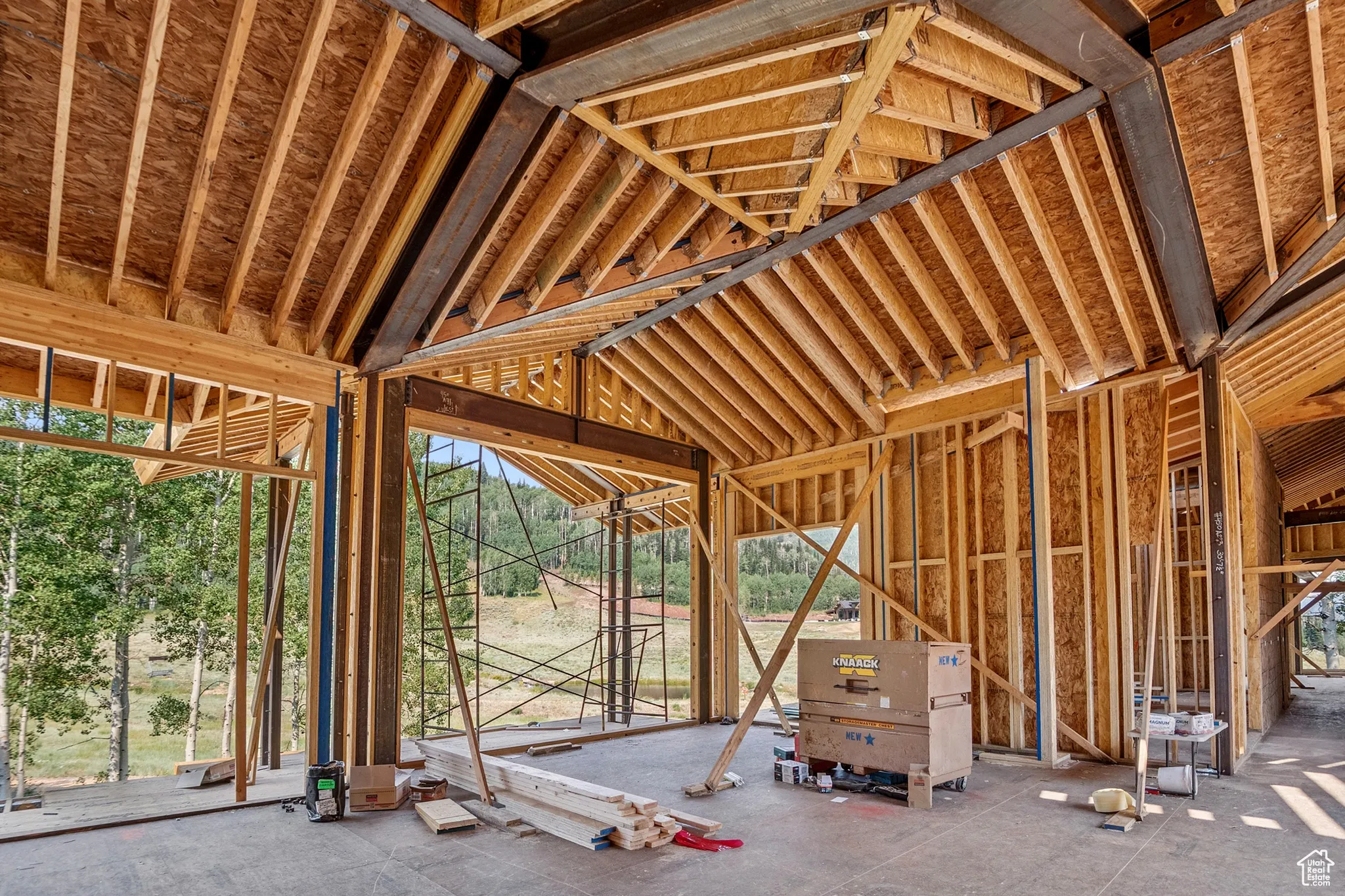 Miscellaneous room with plenty of natural light and lofted ceiling