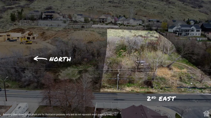 Aerial view of both properties - only Property #2 (.46 acres) is offered in this listing.