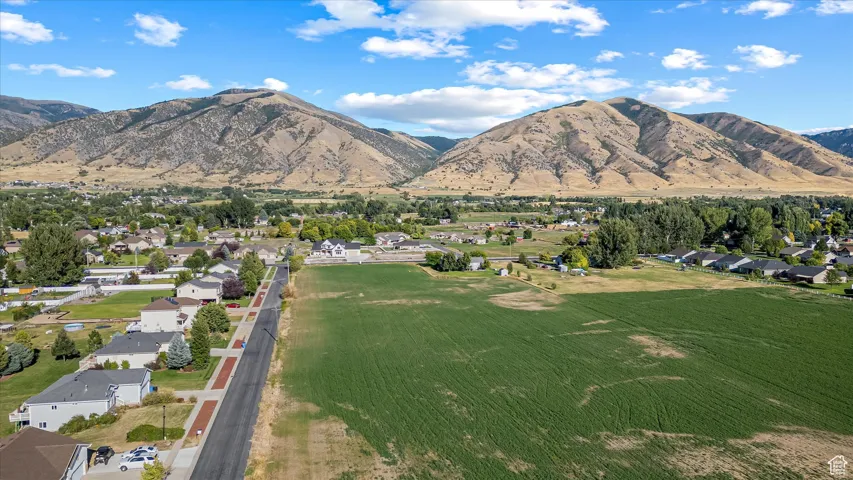 View of mountain background with nearby suburban area