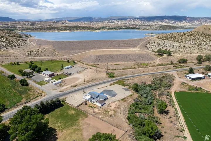 Drone / aerial view of a water and mountain view