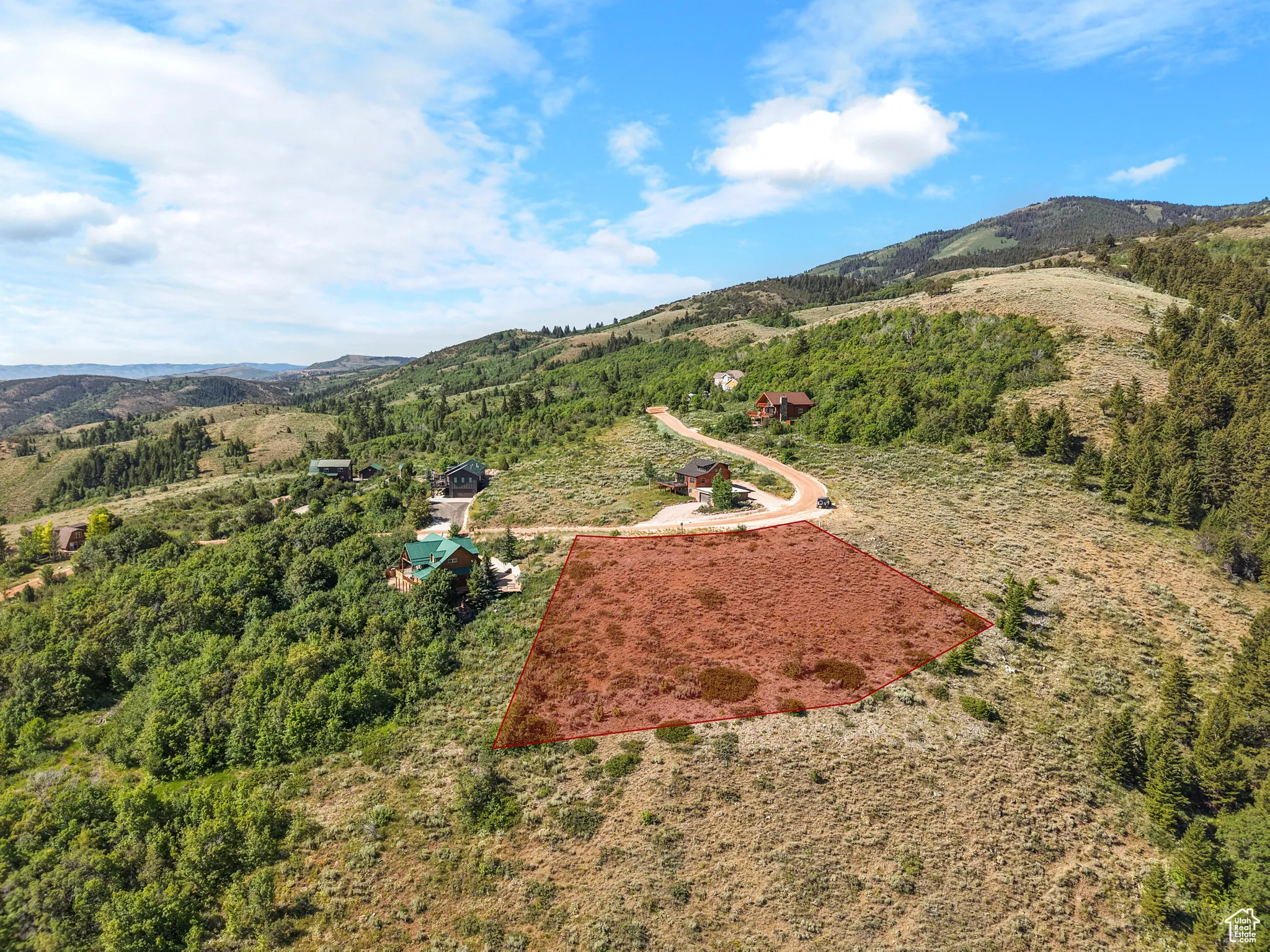 Bird's eye view of a mountain backdrop