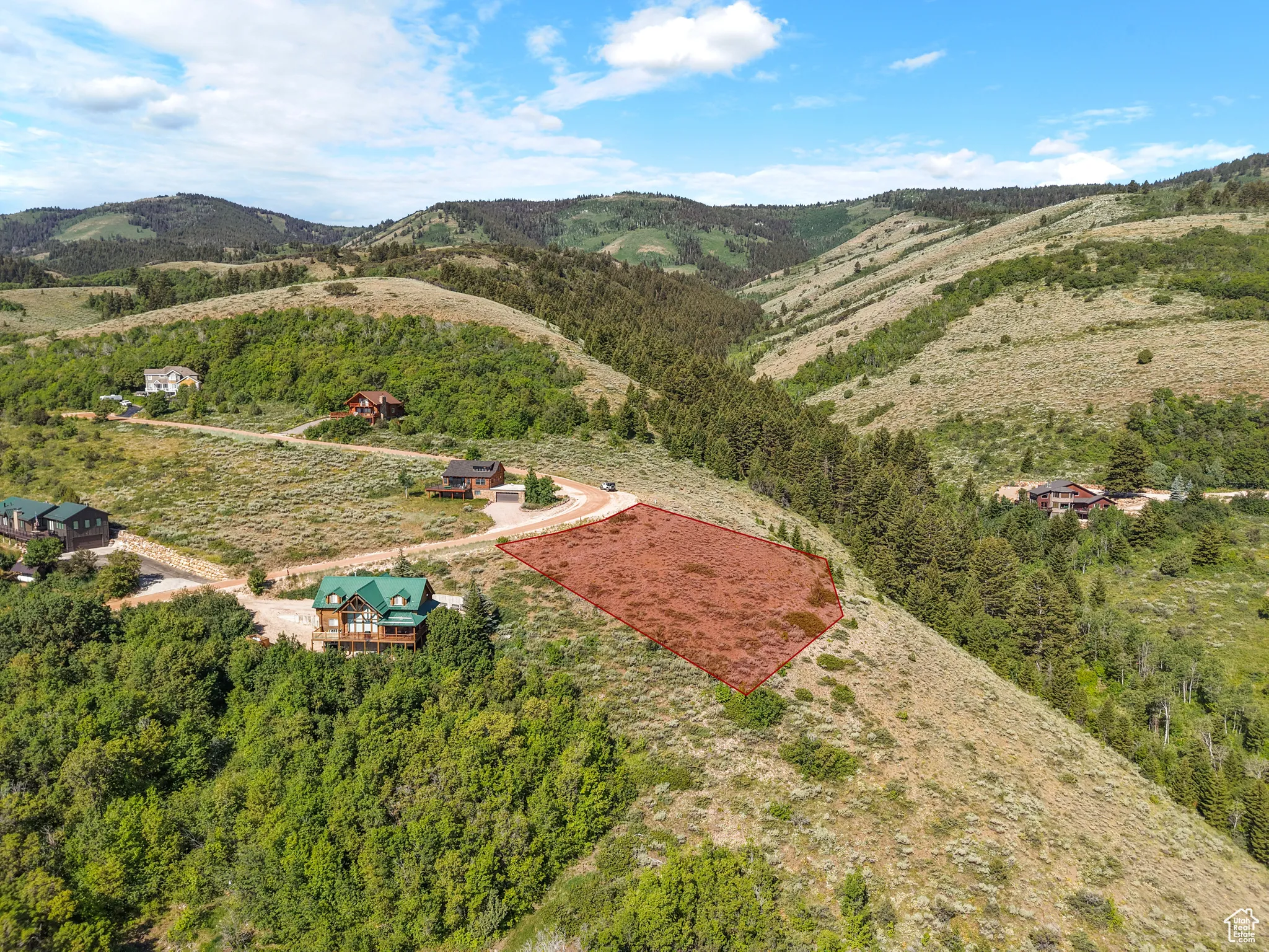 Drone / aerial view of a mountain backdrop