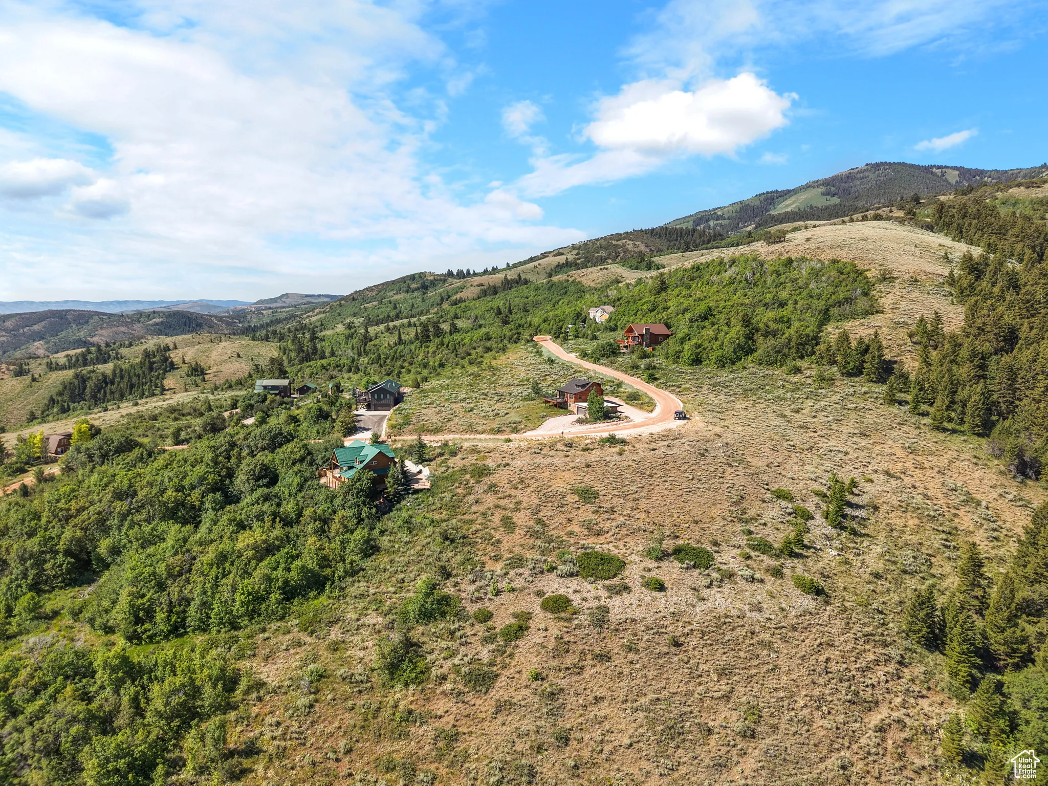 Drone / aerial view of a mountain backdrop