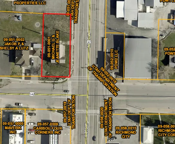 Aerial overview of property's location with property boundaries highlighted