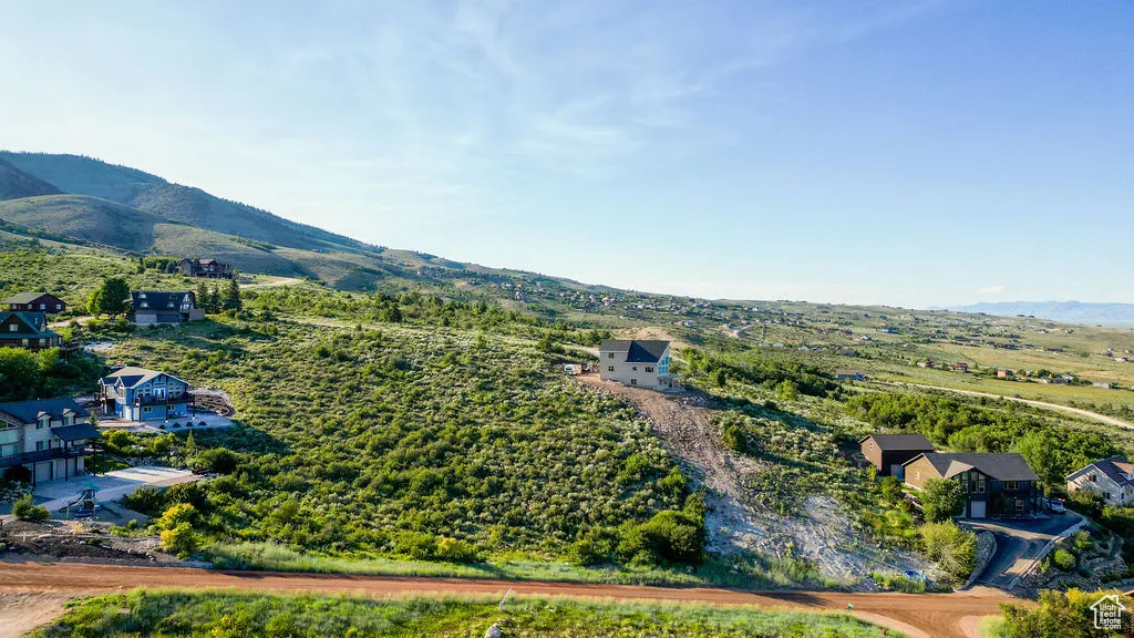 Aerial view of a mountain backdrop