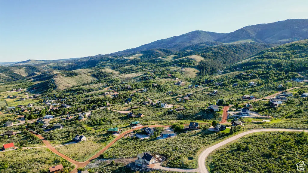 Drone / aerial view of a mountainous background