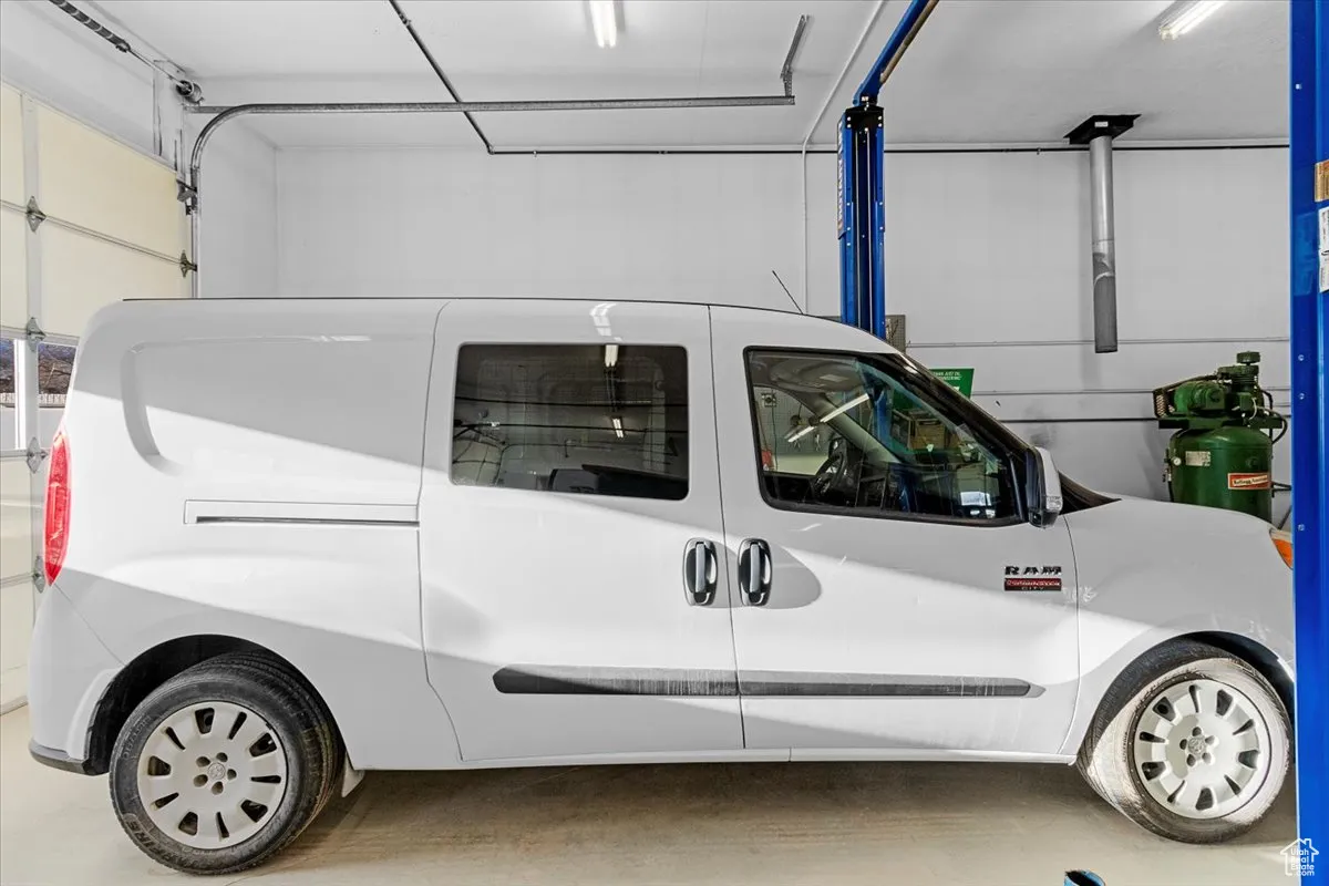 Garage with french doors