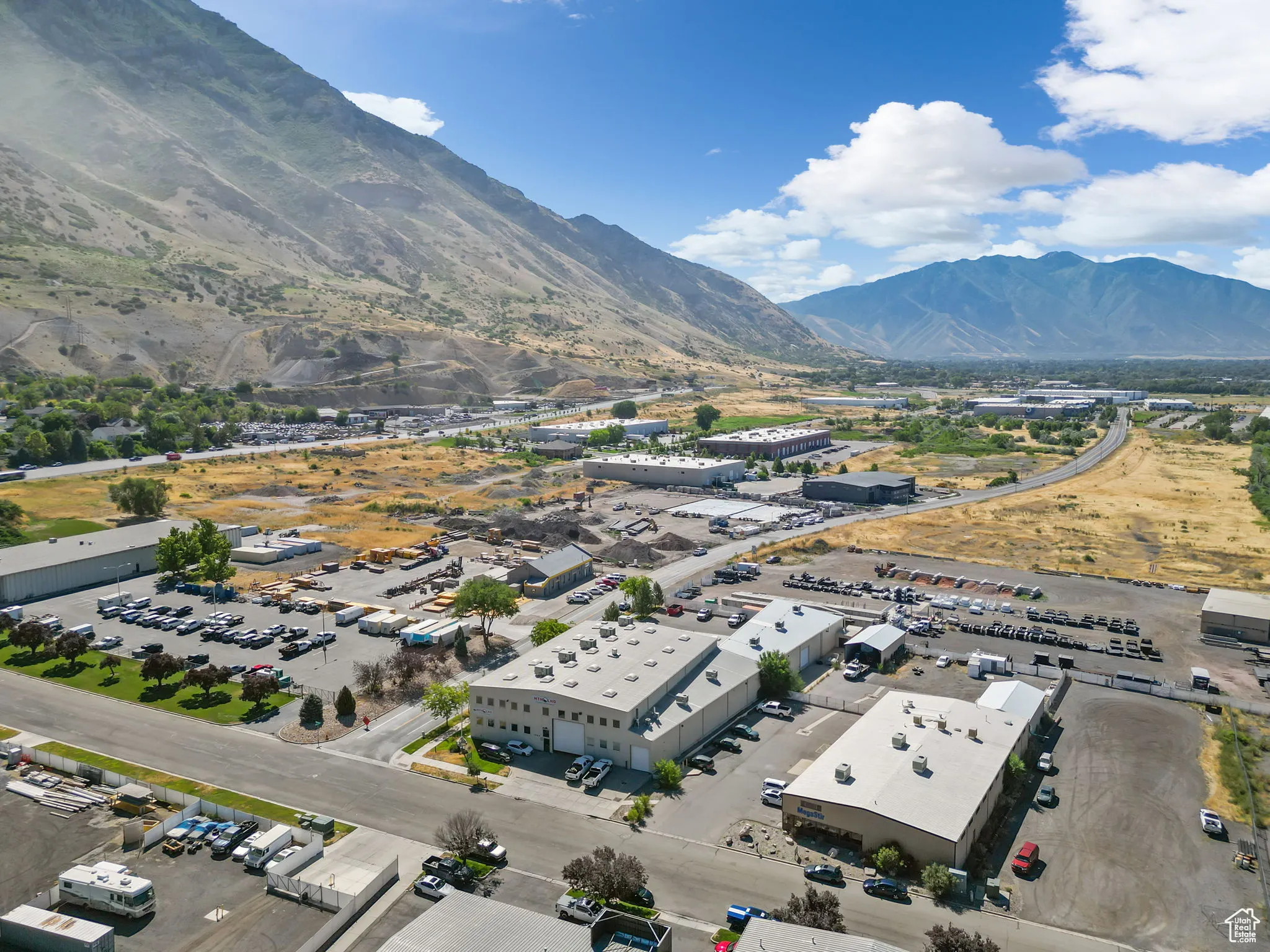 Drone / aerial view of a mountain backdrop