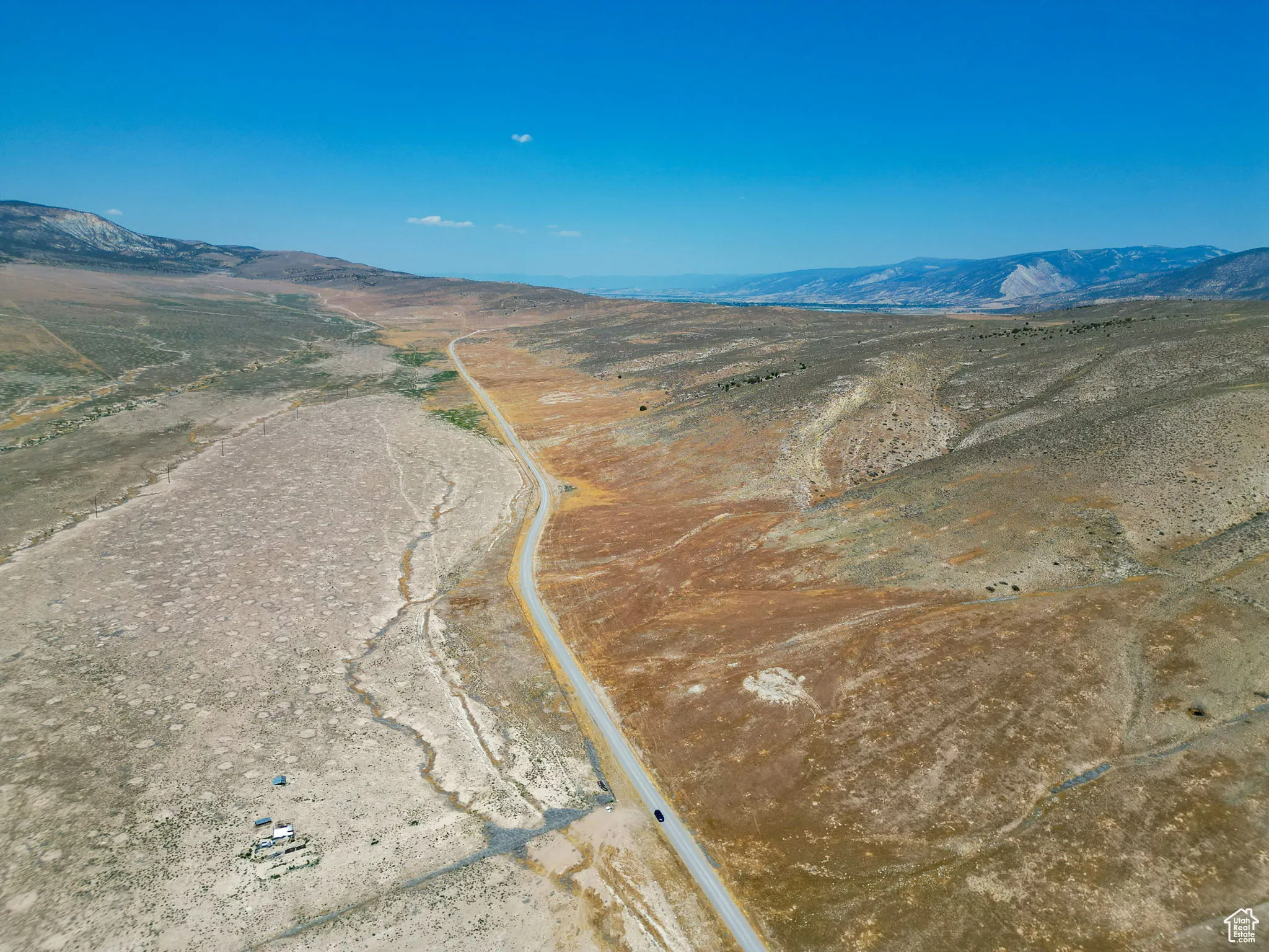 Drone / aerial view of a mountain backdrop