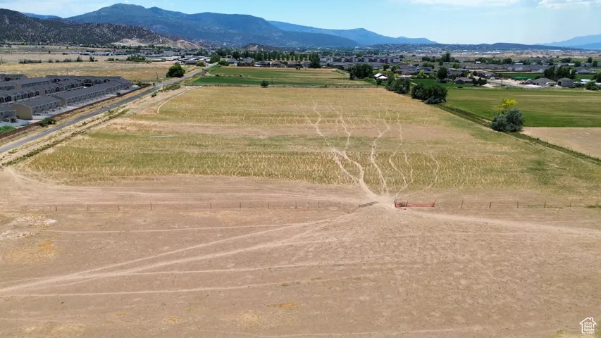 Aerial view of sparsely populated area featuring mountains
