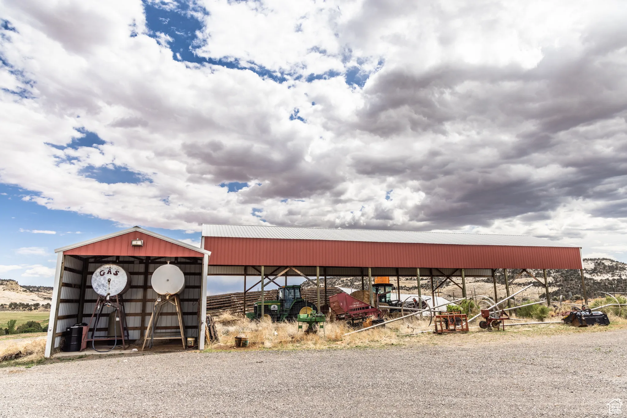 View of pole building & fuel tanks