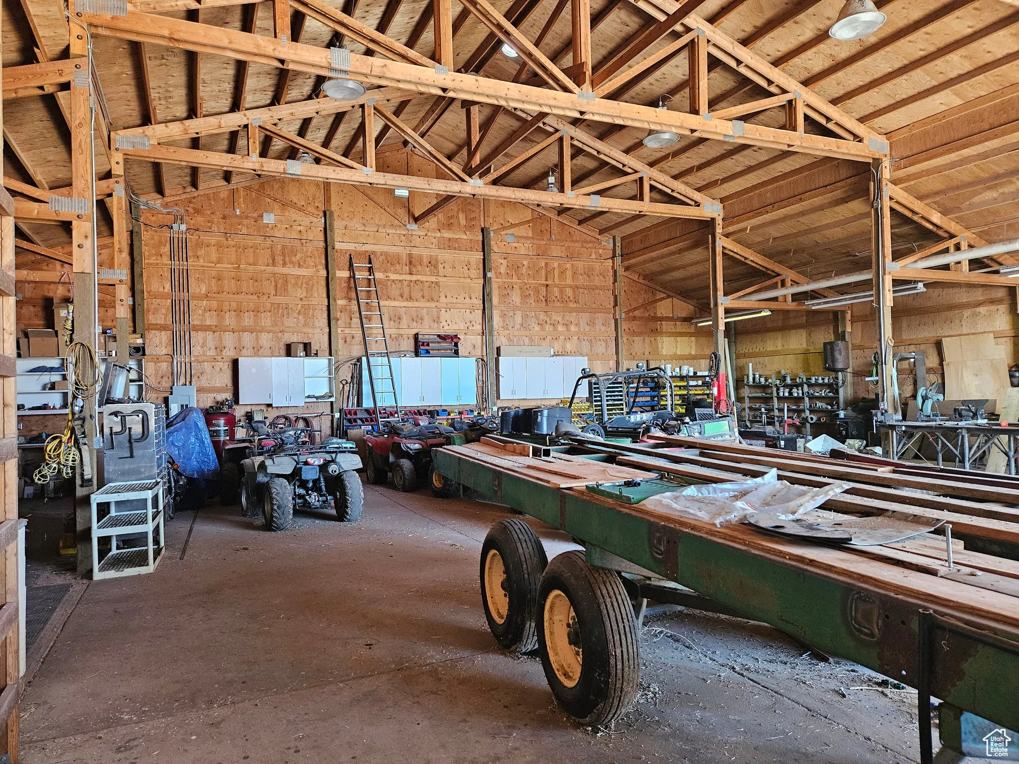 Vehicle shop featuring a workshop area