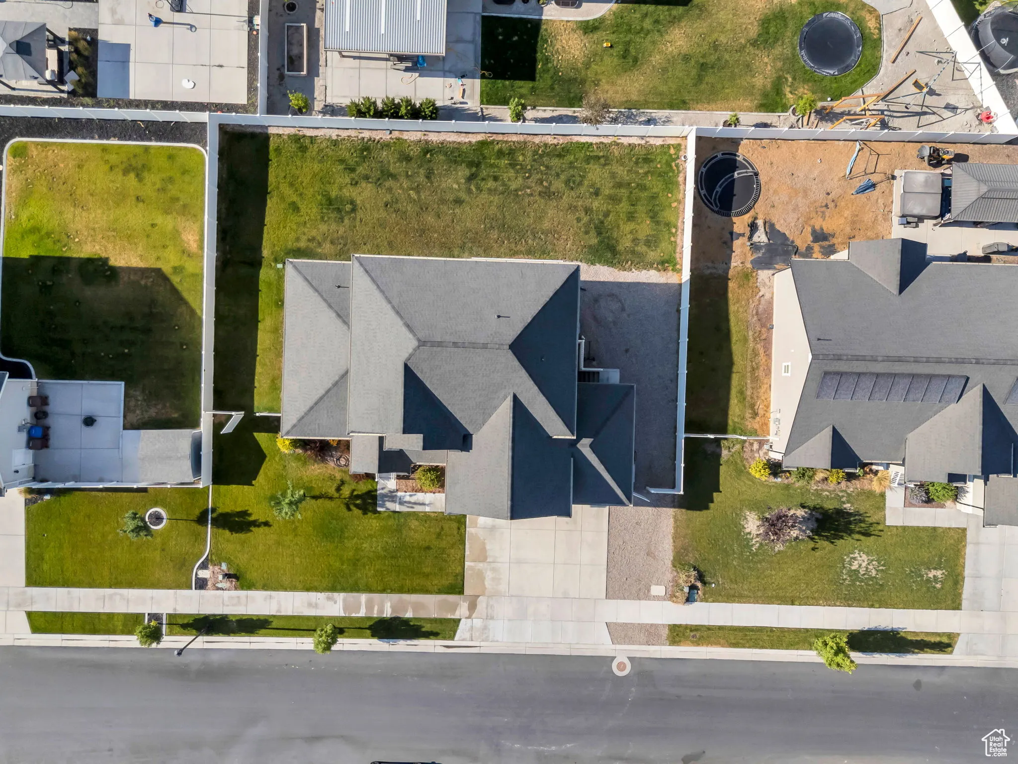 Aerial perspective of suburban area