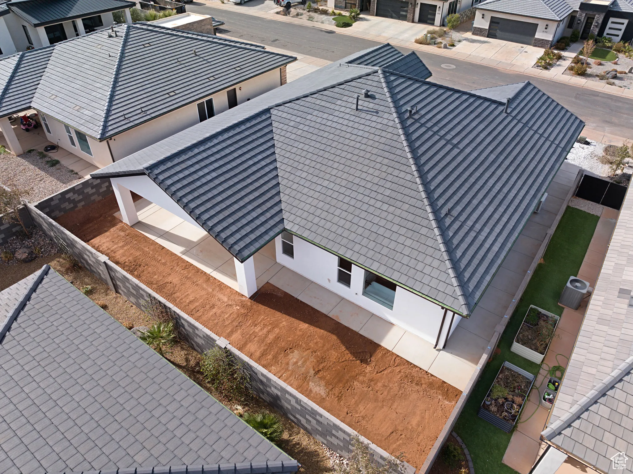 Aerial perspective of suburban area