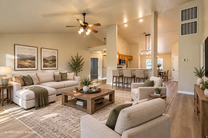 Vaulted ceilings with a ceiling fan
