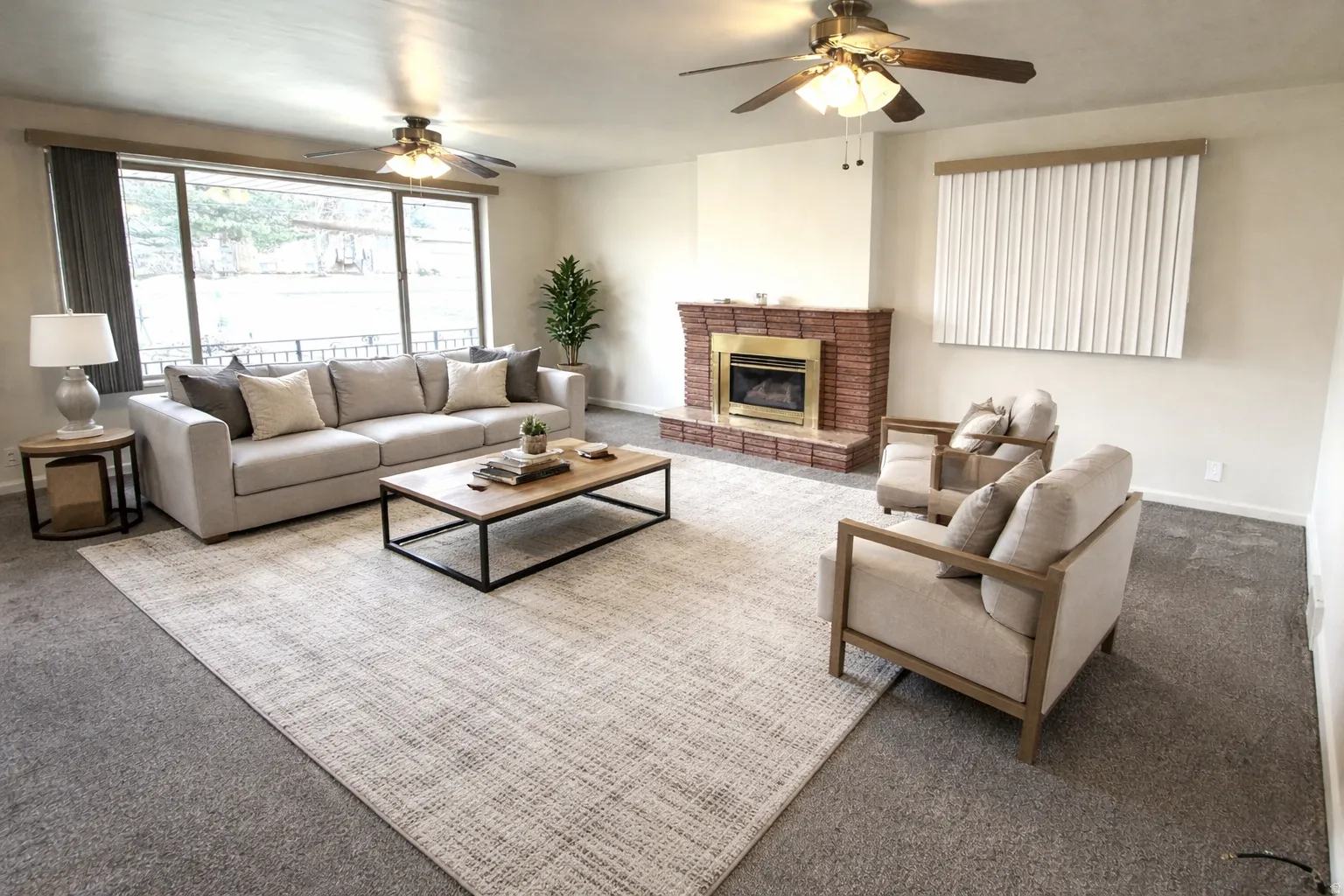 Virtually staged living room