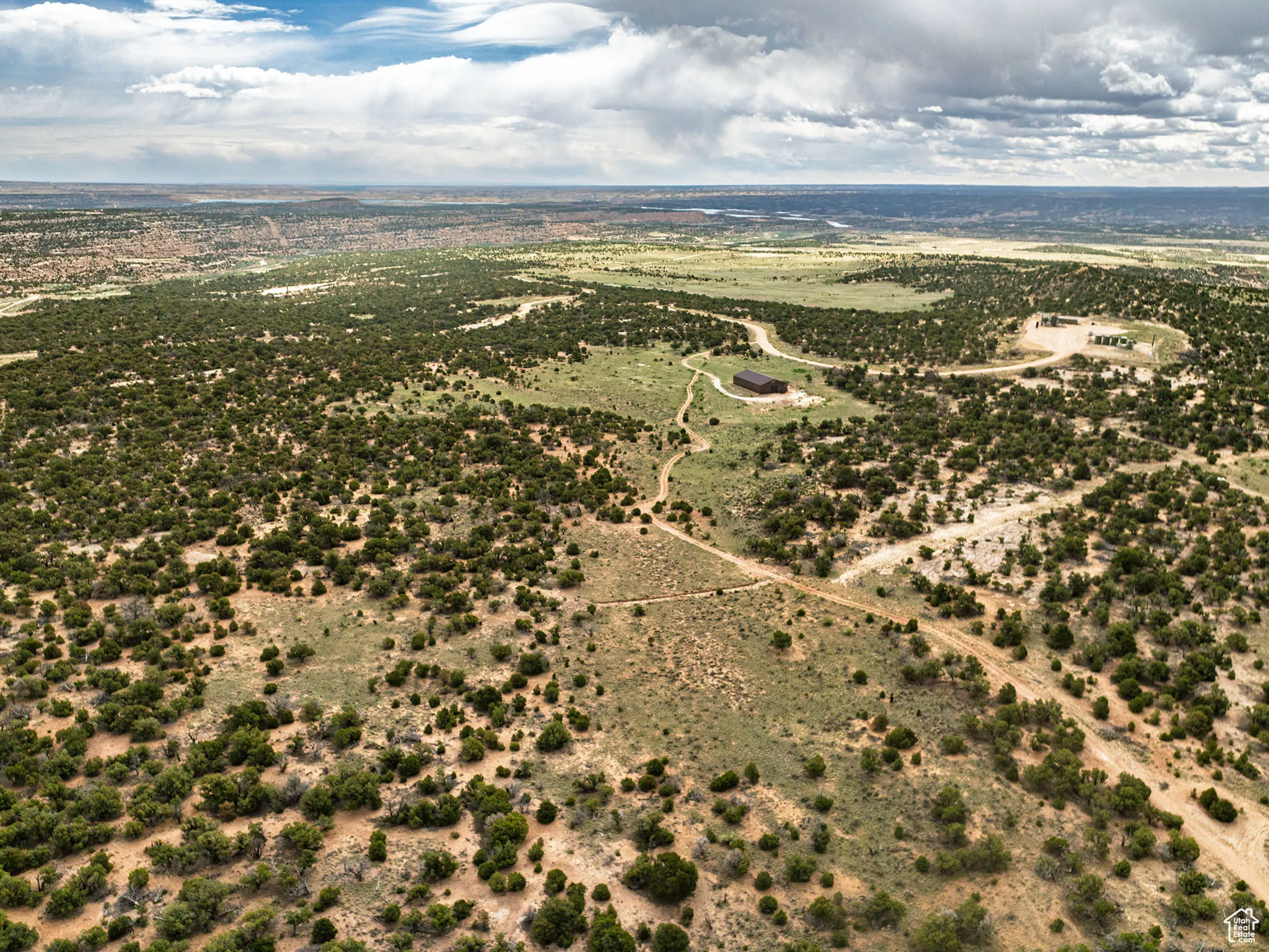 Aerial view of sparsely populated area