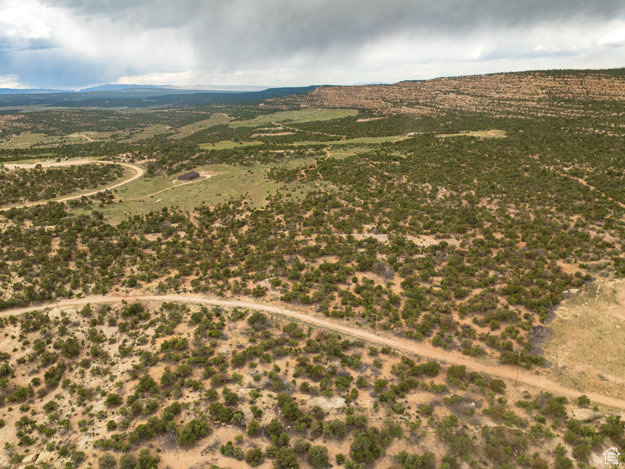 Aerial view of sparsely populated area