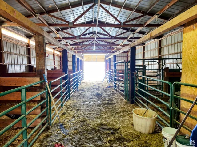 View of horse barn