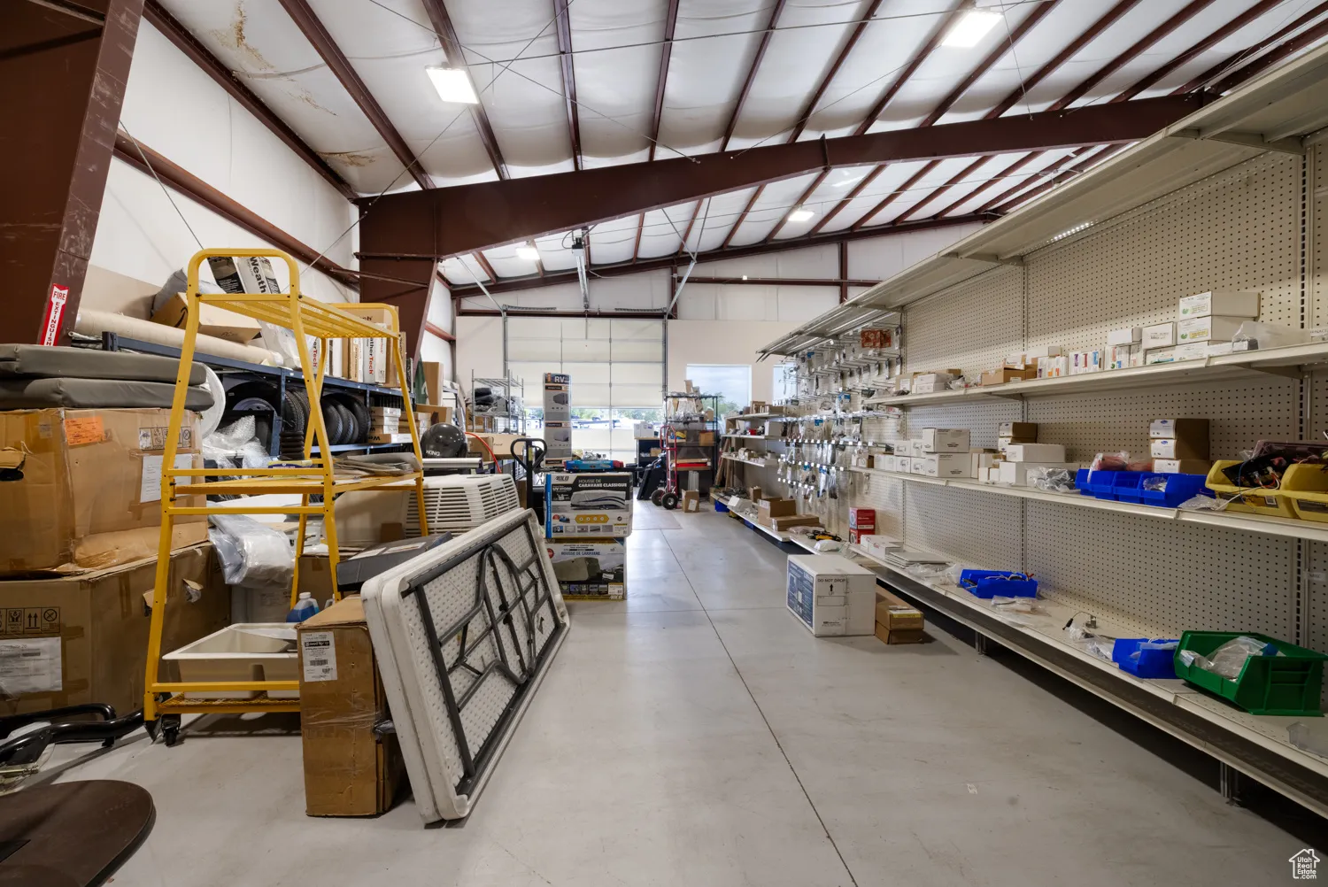 Garage with a workshop area