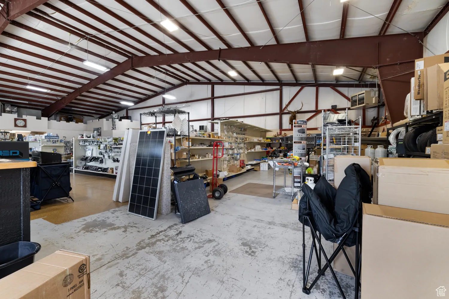 Garage featuring a workshop area