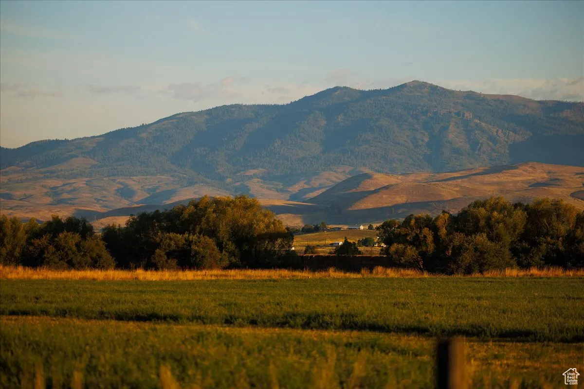 View of mountain background with rural landscape