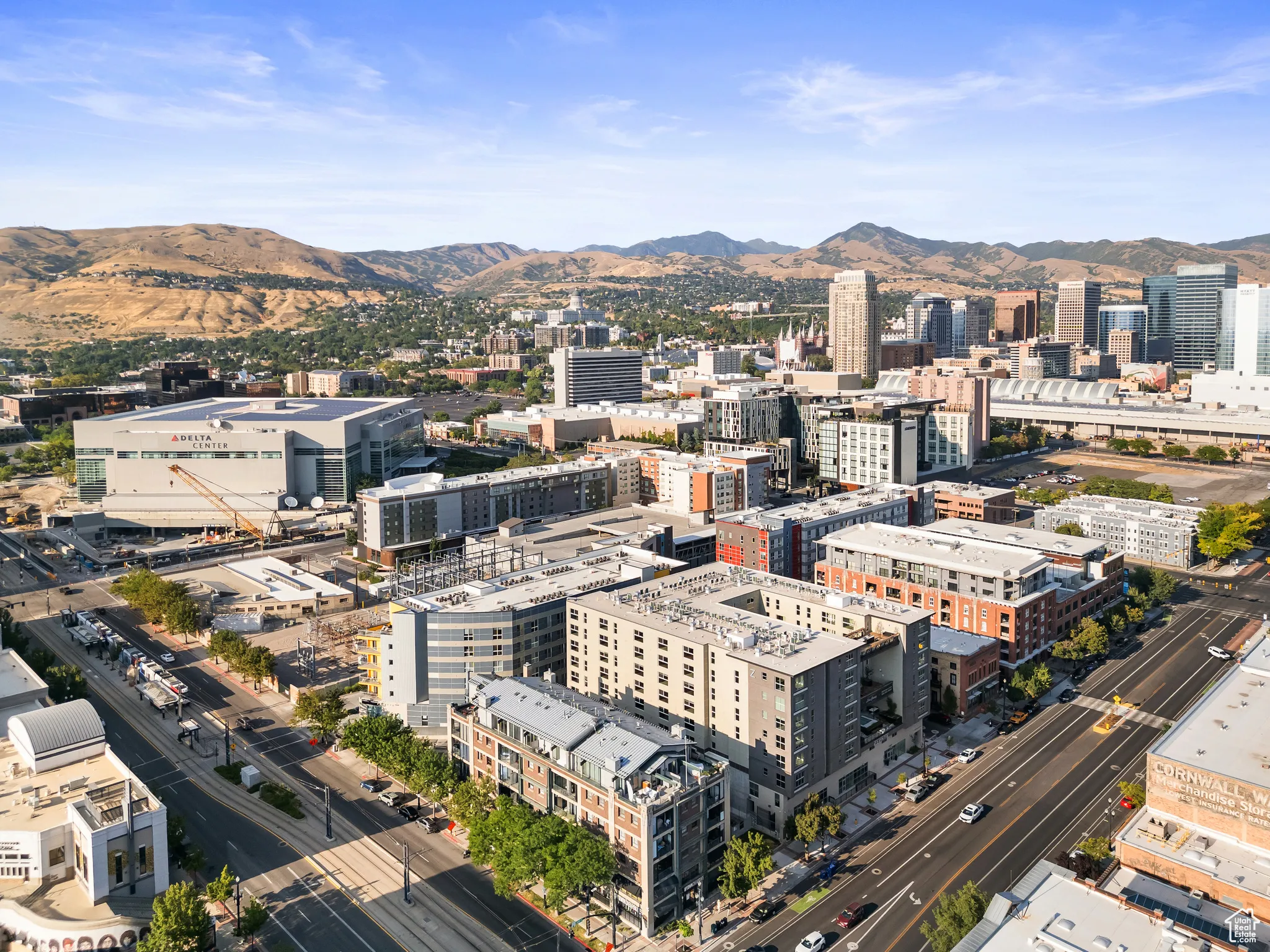 View of city with mountains