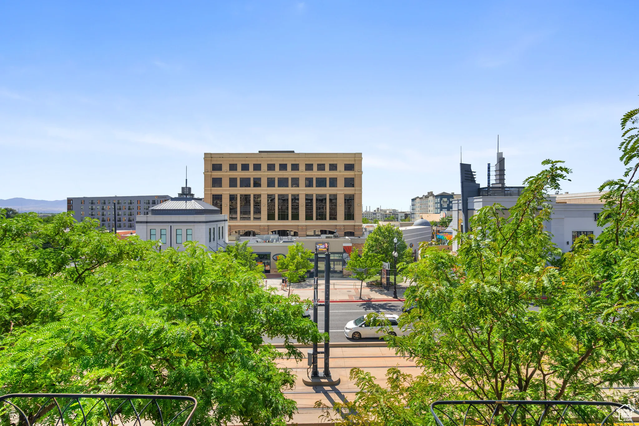City view from private balcony across from Gateway mall and close steps from Delta Center