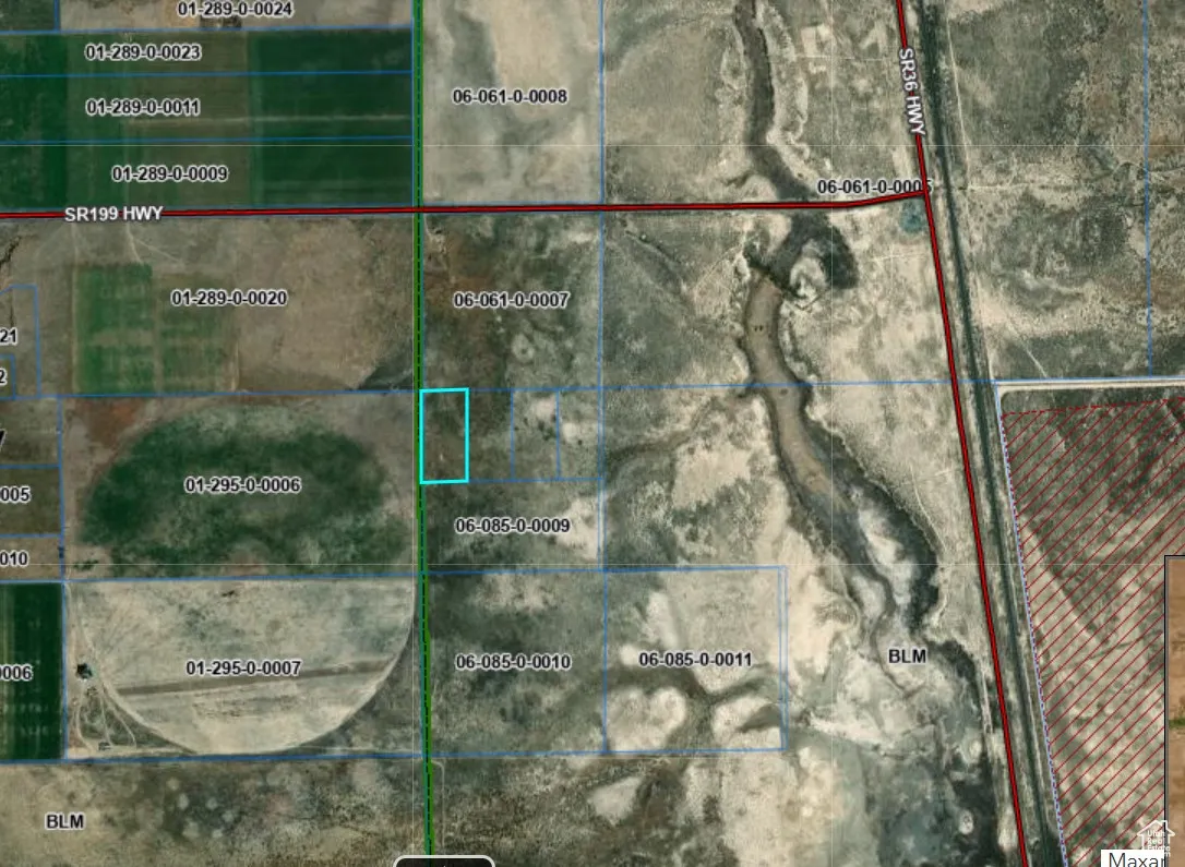 Aerial overview of property's location with property boundaries highlighted