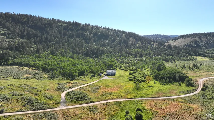Bird's eye view of a mountain backdrop