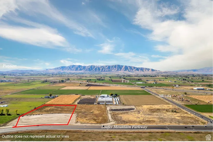 Aerial photo of site. Outline does not represent actual lot lines.