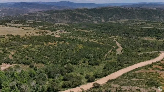 Drone / aerial view of a mountain backdrop
