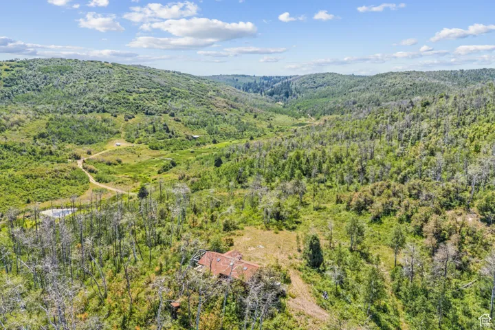 Aerial view of a mountain backdrop
