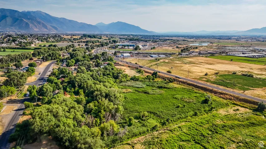 Aerial view of a mountainous background