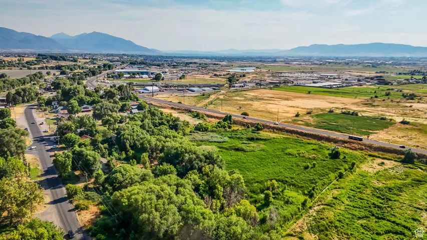 Aerial view of a mountain backdrop