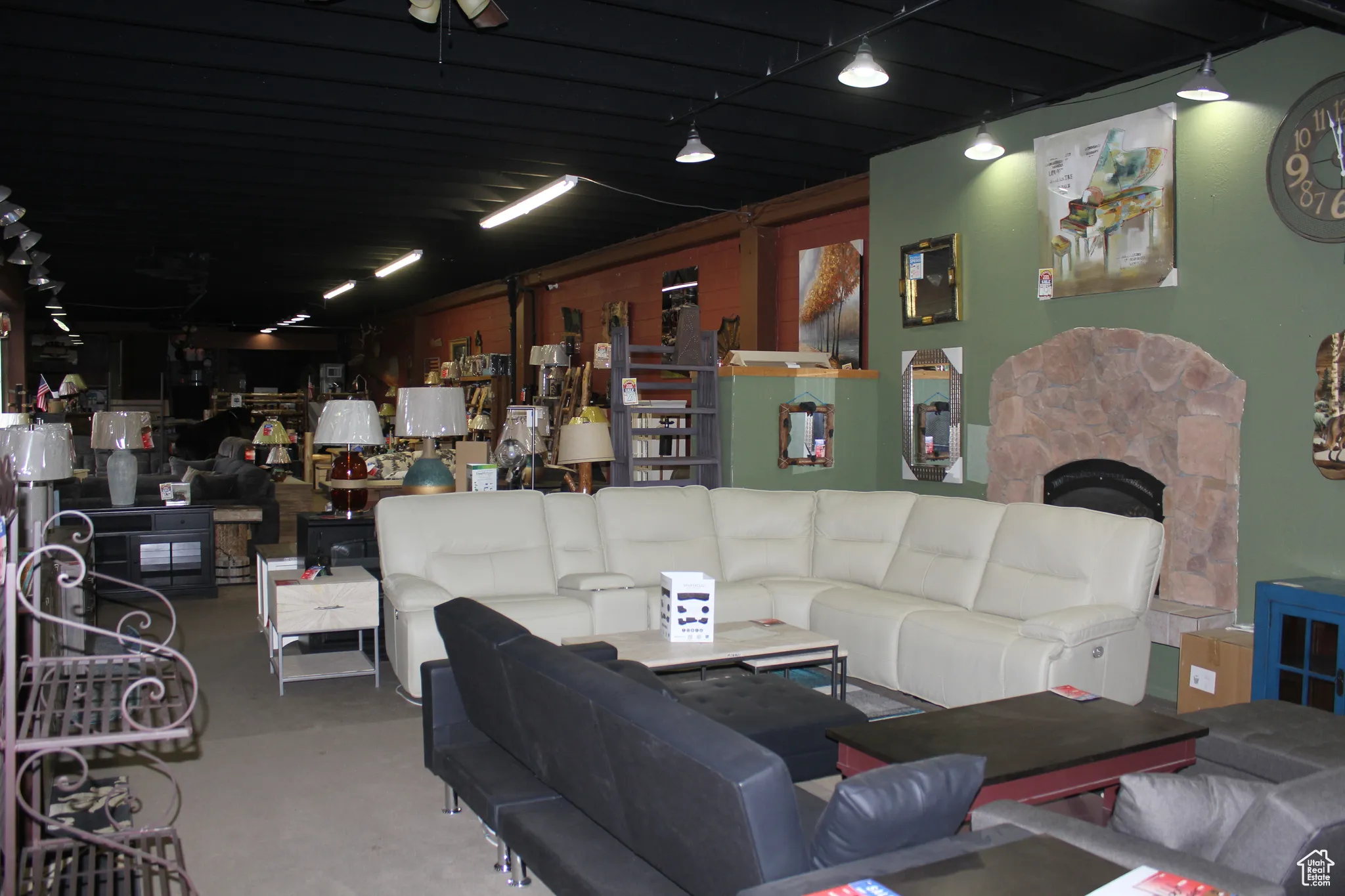 Living room featuring concrete floors