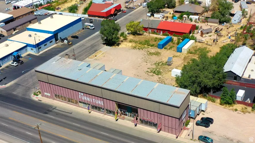 Aerial view of industrial structures