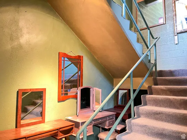 Stairway with a textured wall