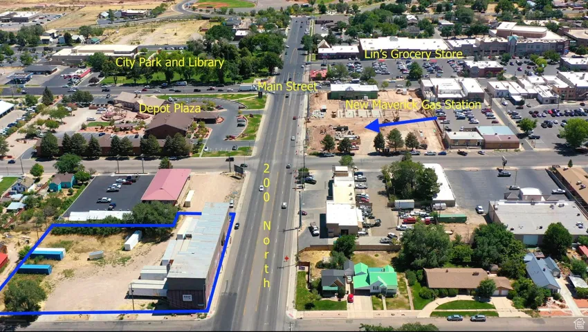Aerial overview of property's location with property boundaries highlighted