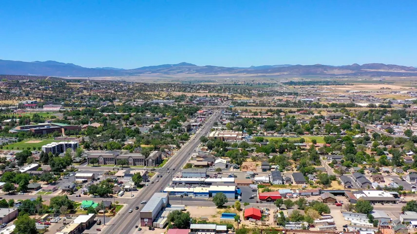 Drone / aerial view of a mountain backdrop