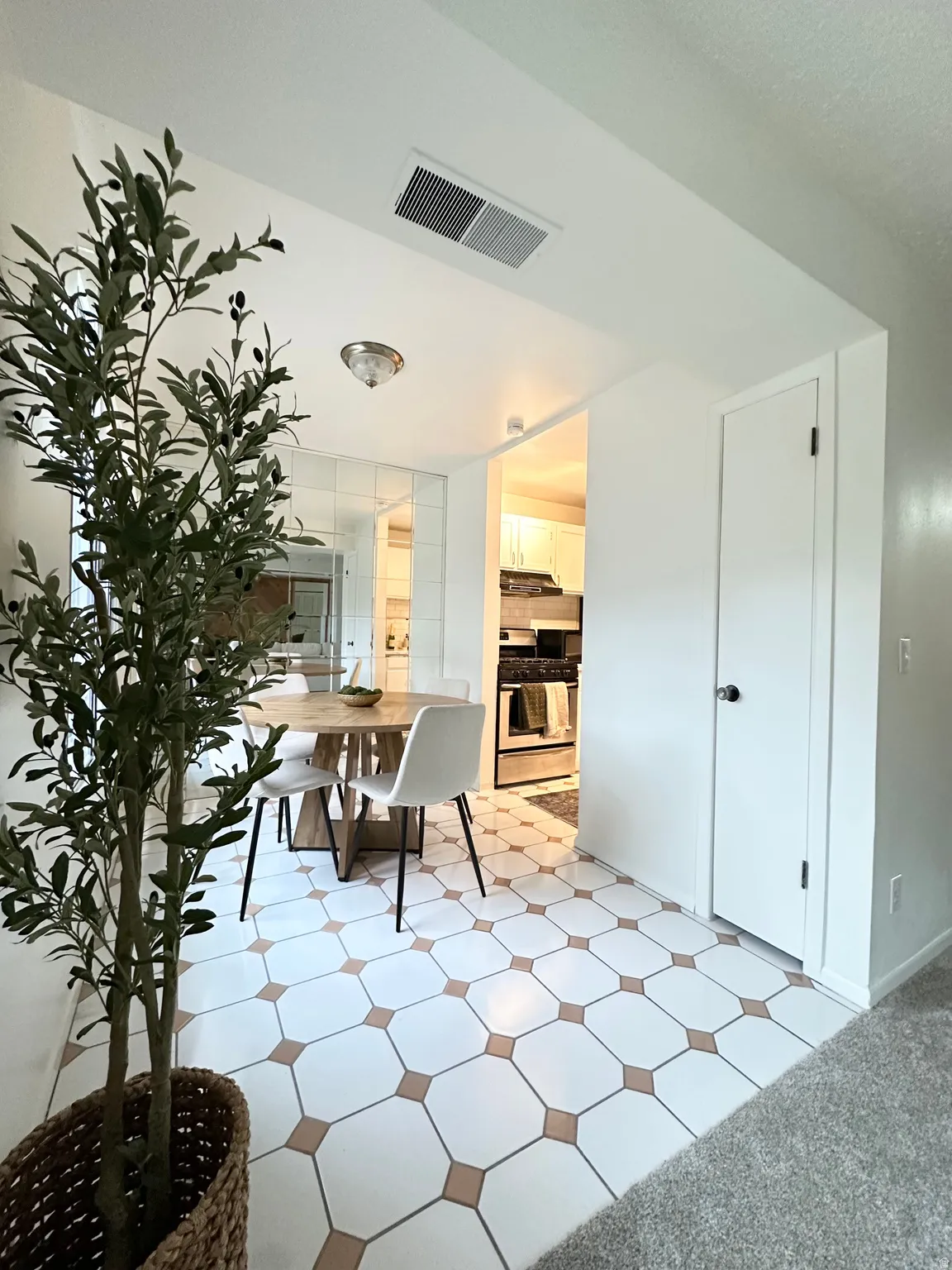 Dining area with light floors