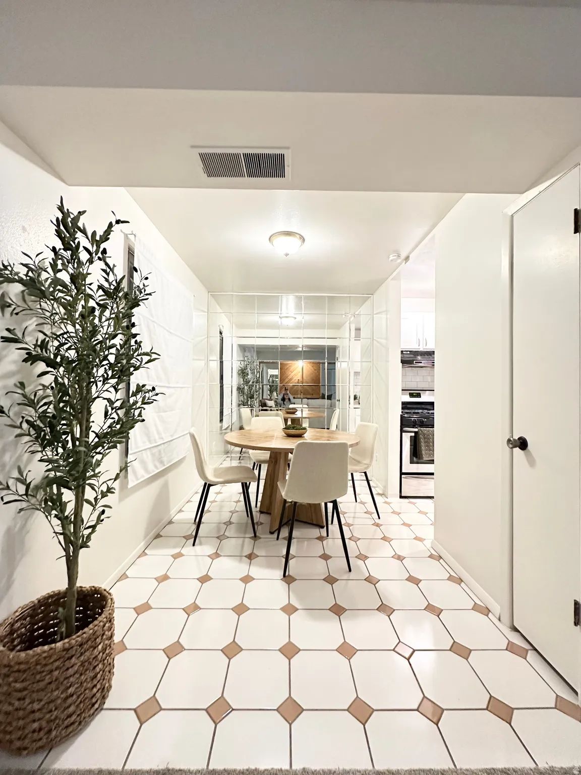 Dining area with light floors