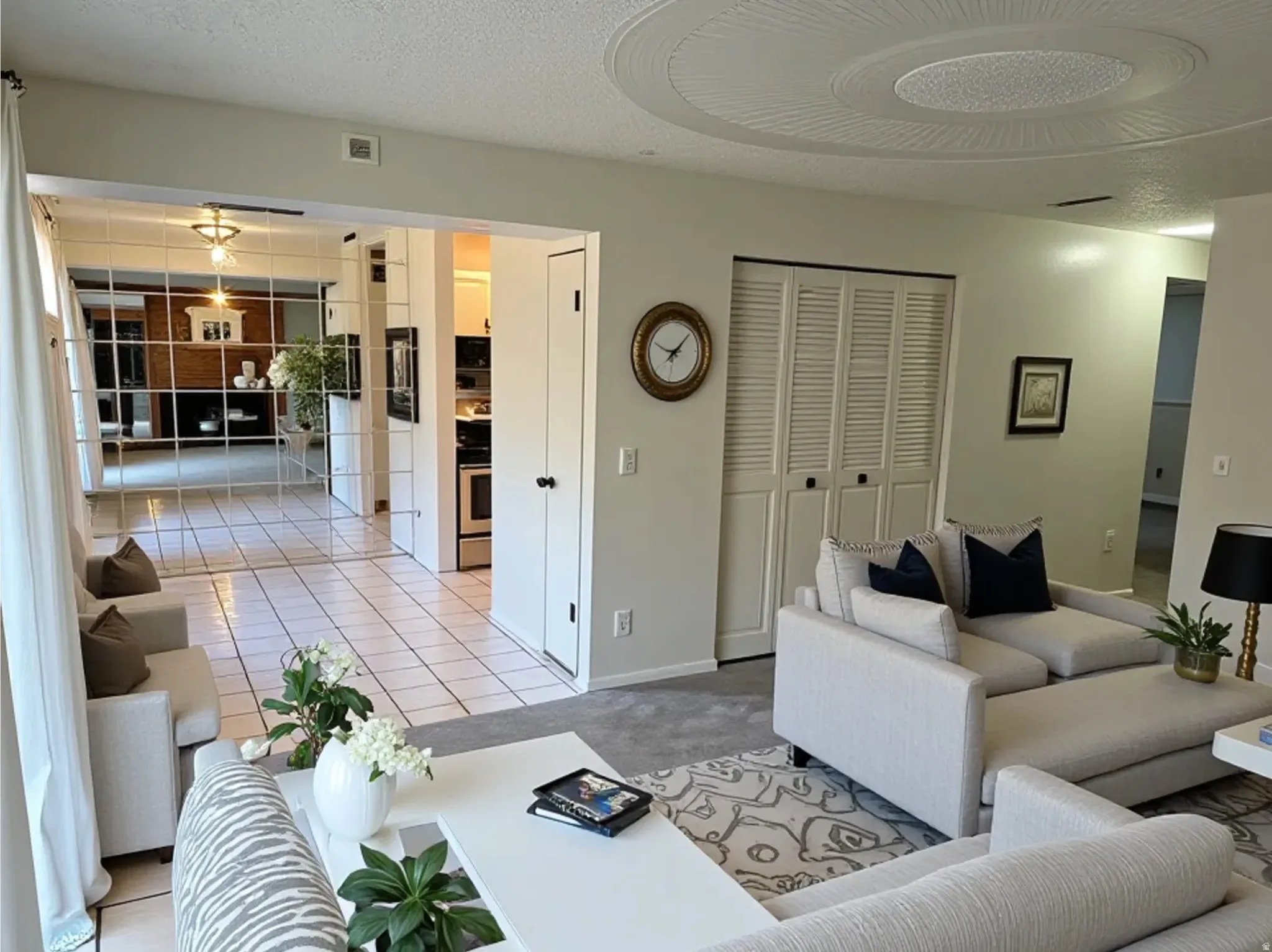 Living room with Bedroom with  AI generated furniture to show options & scale.