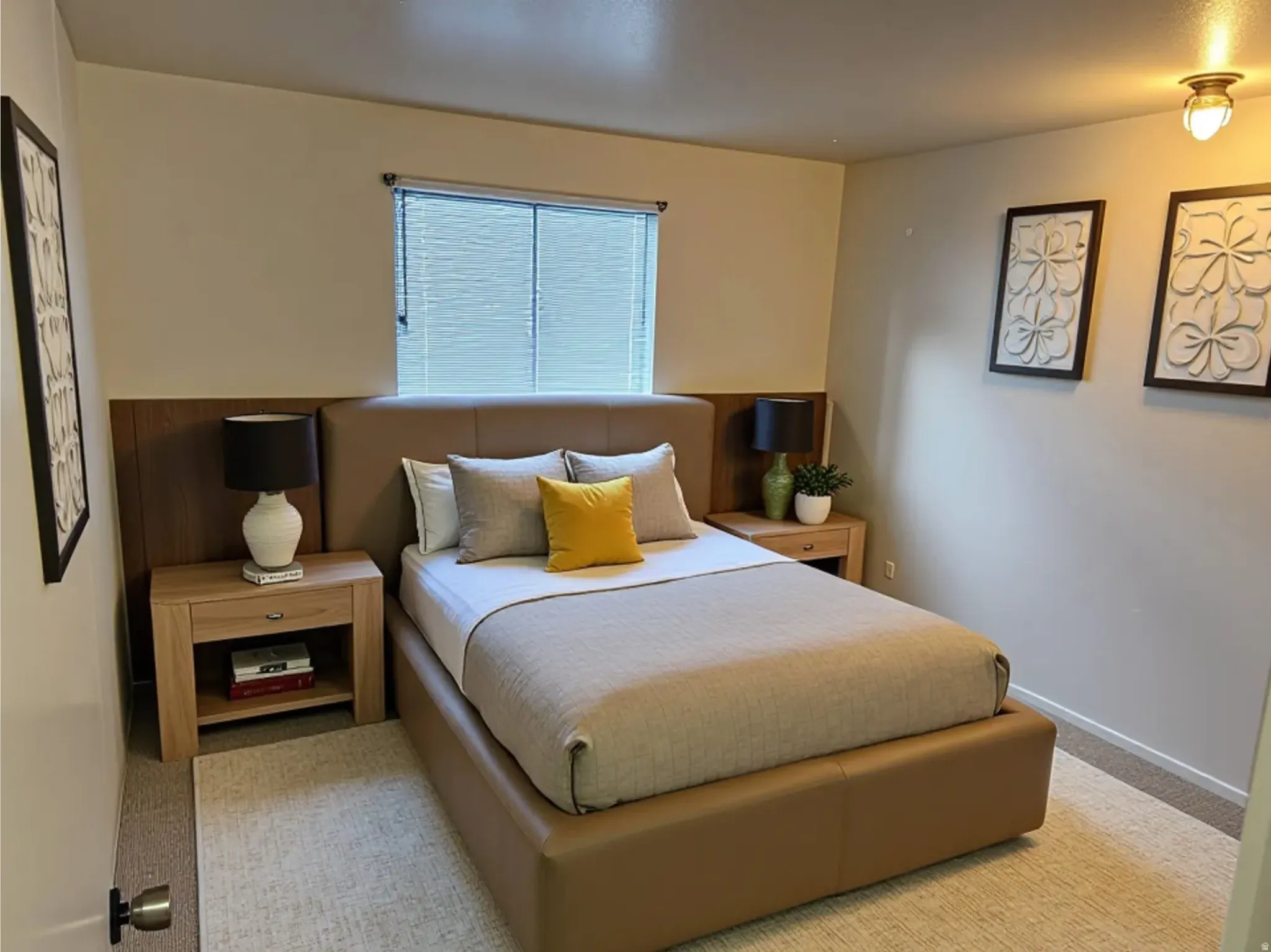 Bedroom with  AI generated furniture to show options & scale.