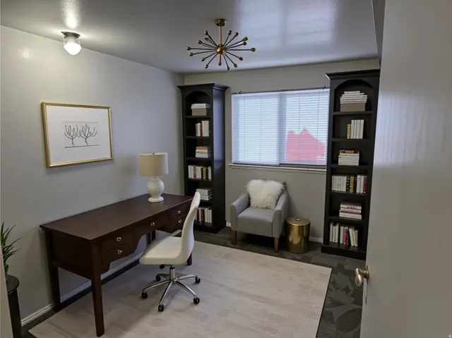 Home office AI generated furniture to show options & scale.