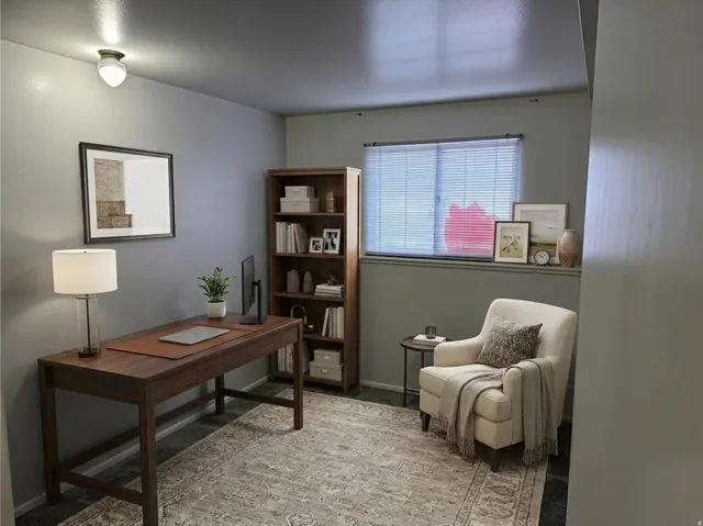 Home office AI generated furniture to show options & scale.