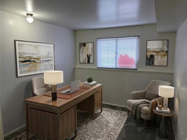 Home office AI generated furniture to show options & scale.